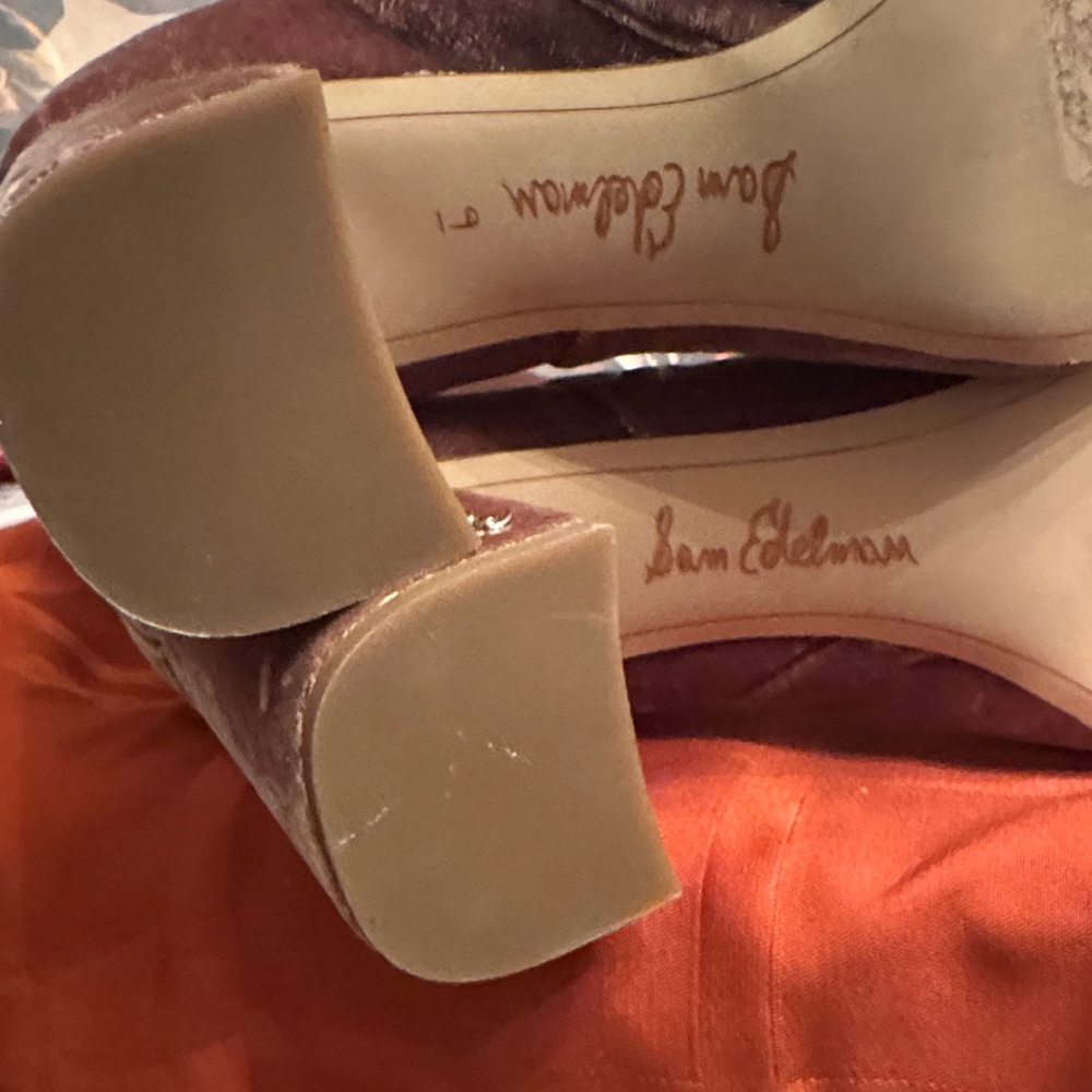 Sam Edelman Velvet Heeled Boots in Tan - Picture 5 of 6